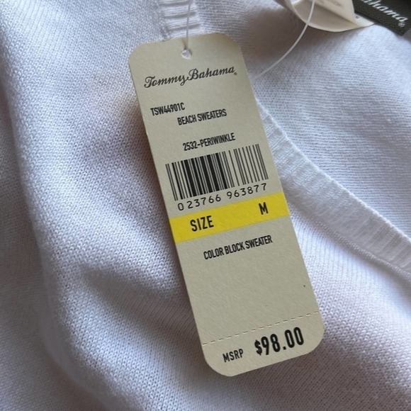 Tommy Bahama Beach Sweater White Orange Blue Size Medium New with Tags - Picture 3 of 5